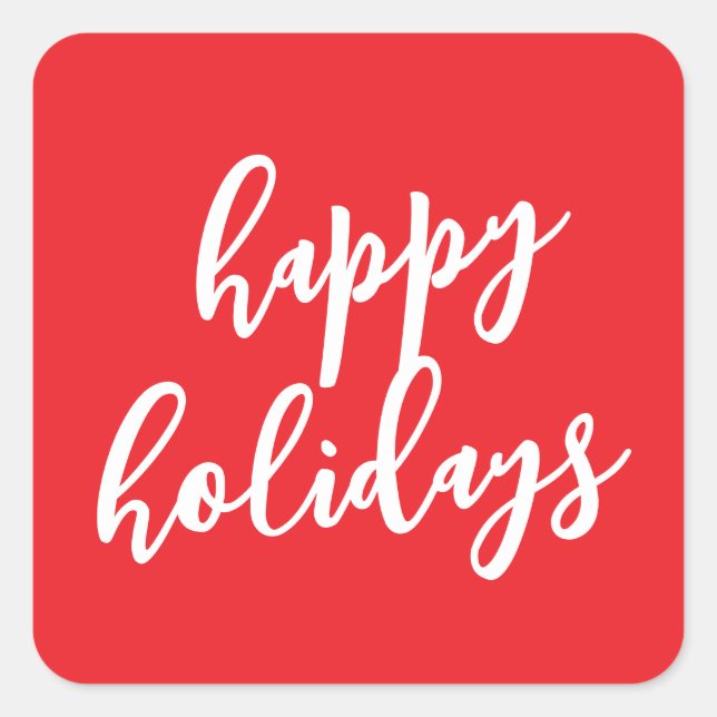 Pegatina Cuadrada Happy Holidays Christmas New Year Season Message (Anverso)