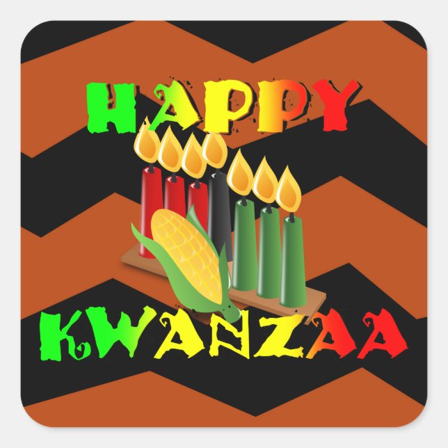 PEGATINA CUADRADA HAPPY KWANZAA (Anverso)