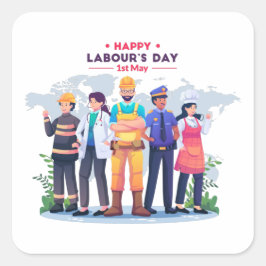 Pegatina Cuadrada Happy Labor's Day Workforce Heroes Sticker