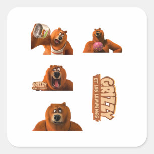 Pegatina Cuadrada Happy Lemmings Tabodi y Grizzy