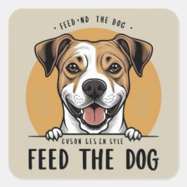 Pegatina Cuadrada Happy Pup Eats
