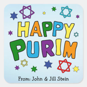 Pegatina Cuadrada Happy Purim Fun
