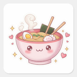 Pegatina Cuadrada Happy Ramen – Cute & Tasty Vibes!