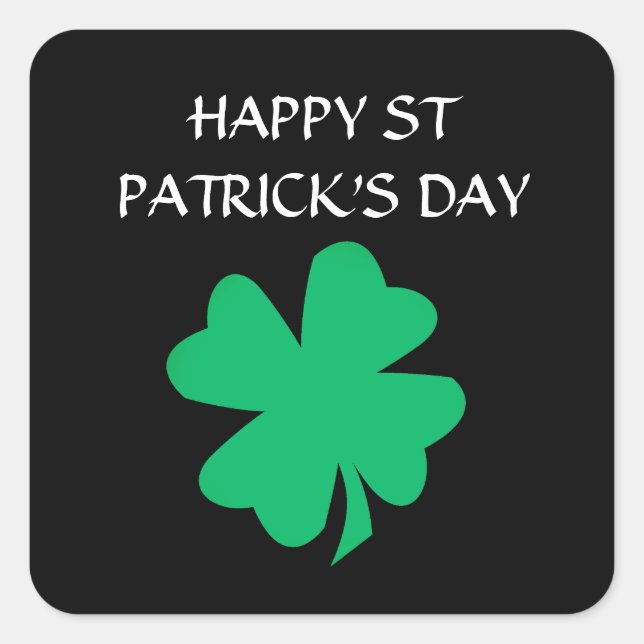 Pegatina Cuadrada Happy St Patrick's Day Irish Shamrock Leaf 2024 (Anverso)