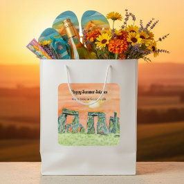 Pegatina Cuadrada Happy Summer Solstice Stonehenge