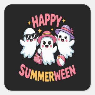 Pegatina Cuadrada Happy Summerween Summer Halloween Funny