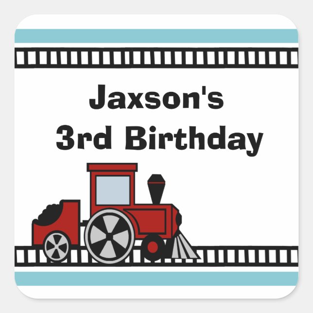 Pegatina Cuadrada Happy Tracks Choo Choo (Anverso)