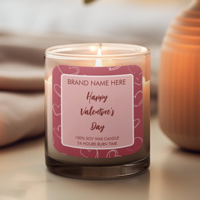 Pegatina Cuadrada Happy Valentine’s Day Hearts Photo Candle Label (Subido por el creador)