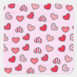 Pegatina Cuadrada Happy Valentine’s Day Romantic Red Heart Keepsake