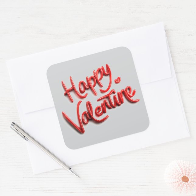 Pegatina Cuadrada Happy Valentine Stickers for Cards & Gifts (Sobre)