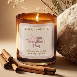 Pegatina Cuadrada Happy Valentine's Day Custom Candle Labels 