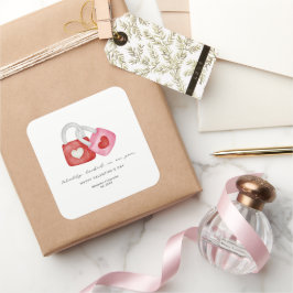 Pegatina Cuadrada Happy Valentine's Day Cute Fun Locks Hearts Custom