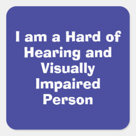 Pegatina Cuadrada Hard of Hearing and Visually Impaired Person Blue