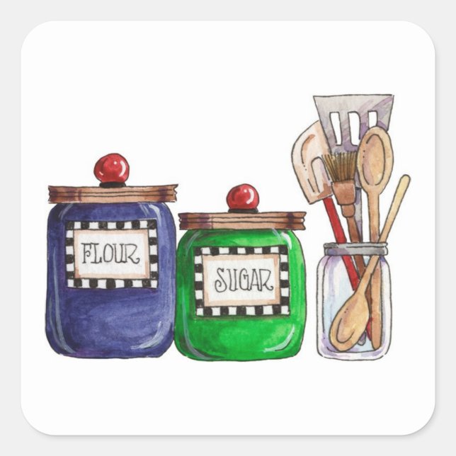 Pegatina Cuadrada Harina y azúcar (Anverso)