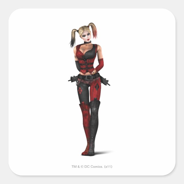 Pegatina Cuadrada Harley Quinn (Anverso)