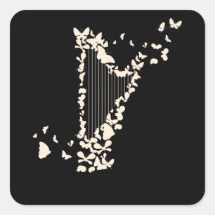 Pegatina Cuadrada Harp Harpists