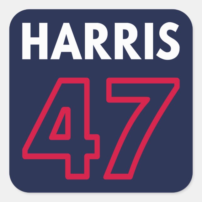 Pegatina Cuadrada Harris 47 III - Kamala Harris A Presidente (Anverso)