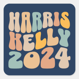 Pegatina Cuadrada Harris Kelly 2024 Moda Ondulada Boho