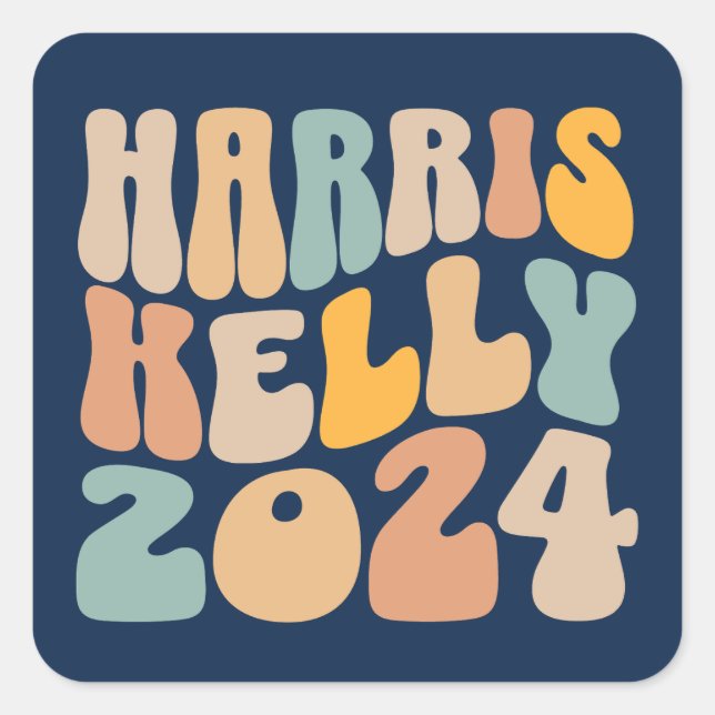 Pegatina Cuadrada Harris Kelly 2024 Trendy Wavy Boho (Anverso)