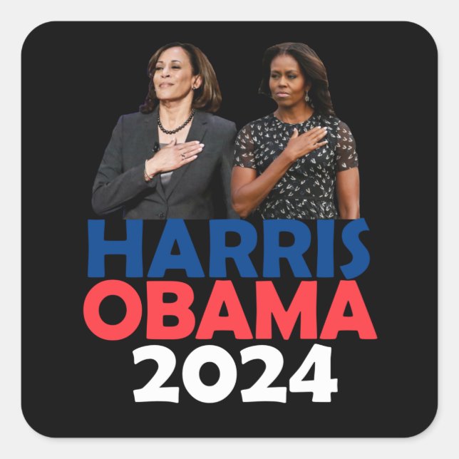 Pegatina Cuadrada Harris Obama 2026 (Anverso)