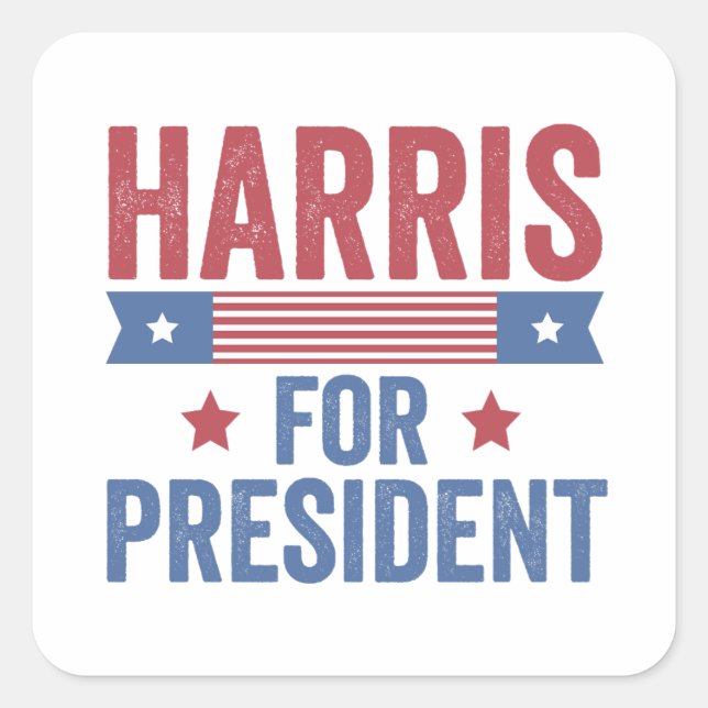 Pegatina Cuadrada Harris por las elecciones presidenciales demócrata (Anverso)