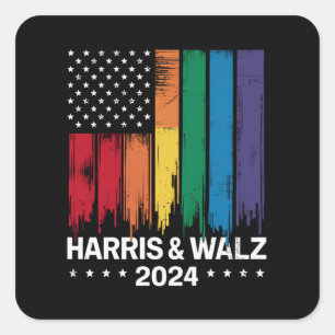 Pegatina Cuadrada Harris Waltz 2024 Elección Gay Tim Waltz LGBTQ