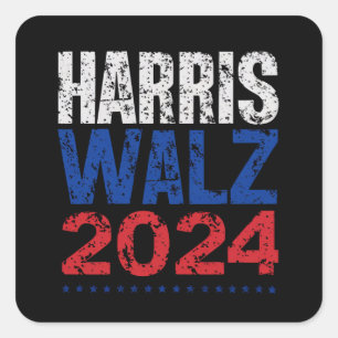 Pegatina Cuadrada Harris Waltz 2024 Elección Kamala Harris Tim Waltz