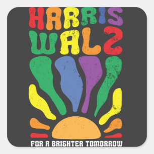 Pegatina Cuadrada Harris Waltz por un mañana más brillante Kamala LG