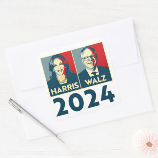 Pegatina Cuadrada Harris Walz 2024