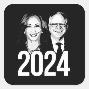 Pegatina Cuadrada Harris Walz 2024