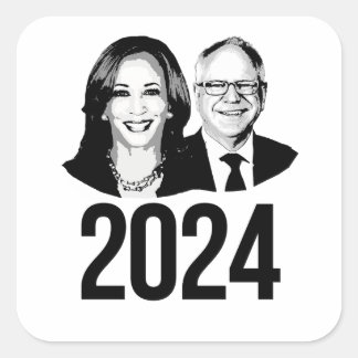 Pegatina Cuadrada Harris Walz 2024