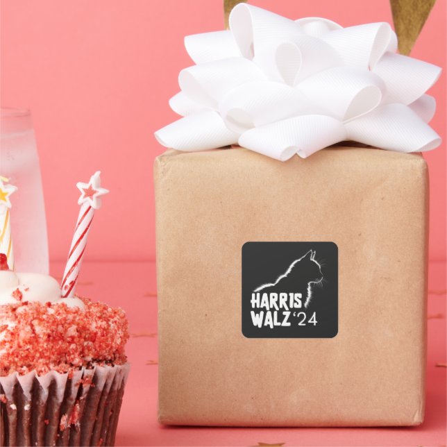 Pegatina Cuadrada Harris Walz 2024 (Fiesta)