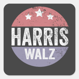 Pegatina Cuadrada Harris Walz 2024 Elecciones Kamala Tim Waltz Améri