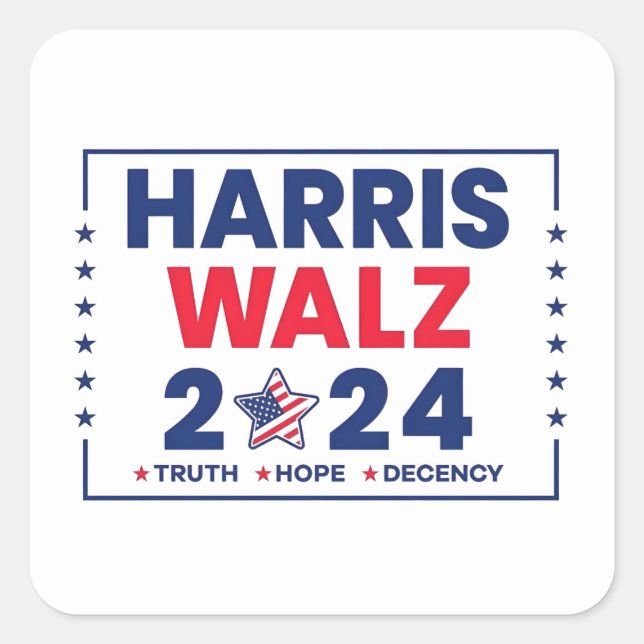 Pegatina Cuadrada Harris Walz 2024 | Harris Walz (Anverso)