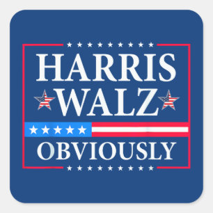 Pegatina Cuadrada Harris Walz 2024 Obviamente
