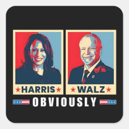 Pegatina Cuadrada Harris Walz 2024 Obviamente