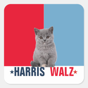 Pegatina Cuadrada Harris Walz 2024 Obviamente Azul Rojo