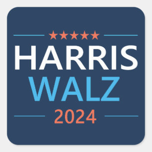 Pegatina Cuadrada Harris Walz 2024 para presidente