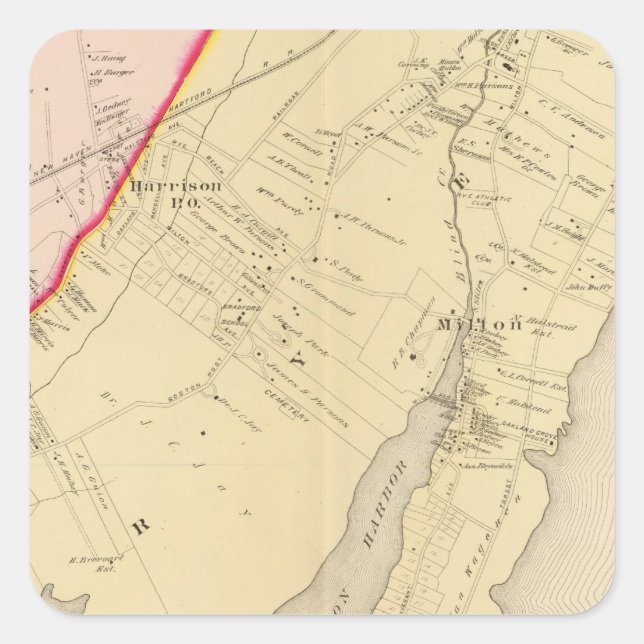 Pegatina Cuadrada Harrison, Rye, Nueva York 2 (Anverso)