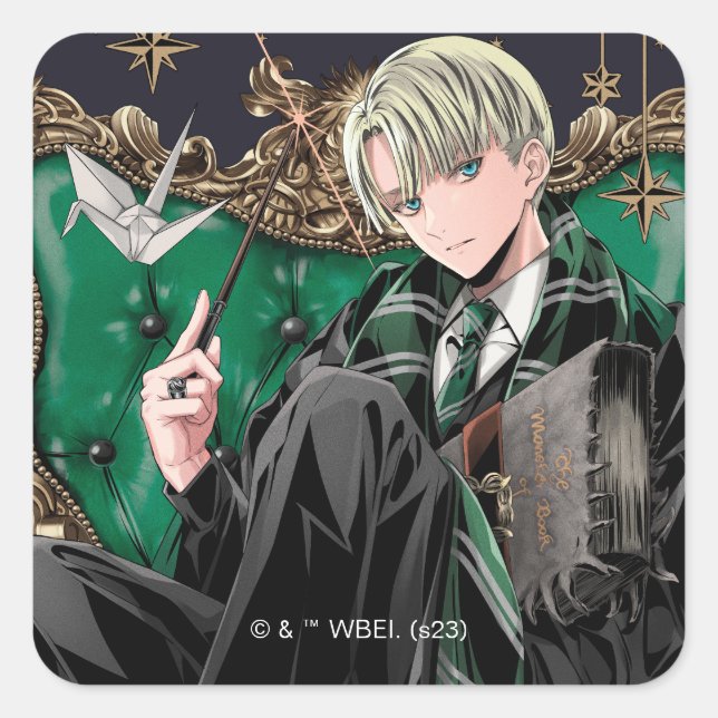 Pegatina Cuadrada HARRY POTTER™ | Asiento de Anime Draco Malfoy (Anverso)