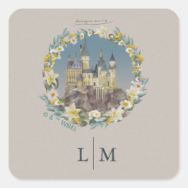 Pegatina Cuadrada Harry Potter | Boda del Castillo Hogwarts Floral