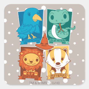 PEGATINA CUADRADA HARRY POTTER™   CASAS DE HOGWARTS™ DE DIBUJOS ANIM