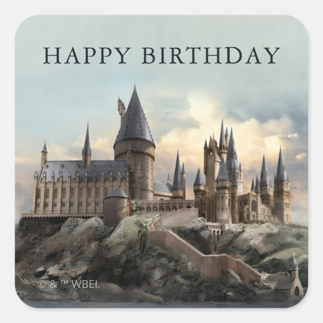 Pegatina Cuadrada Harry Potter | Castillo de Hogwarts de día (Anverso)