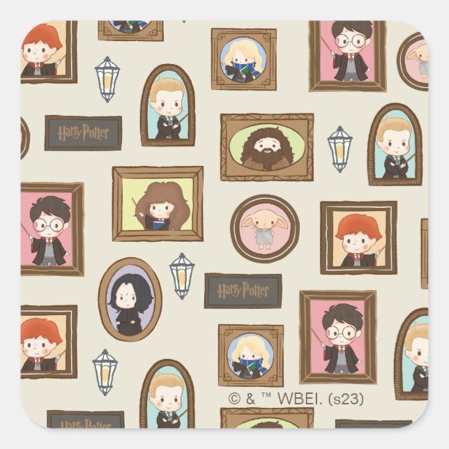 Pegatina Cuadrada HARRY POTTER™ Chibi Picture Frame Pattern (Anverso)