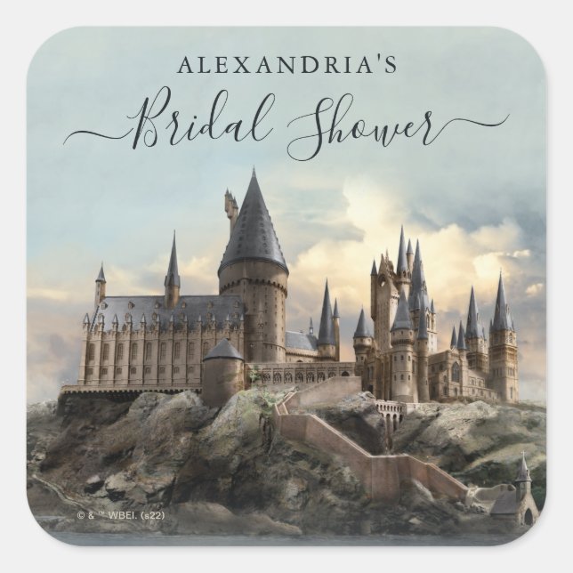 Pegatina Cuadrada Harry Potter | Hogwarts Castle Bridal Shower (Anverso)