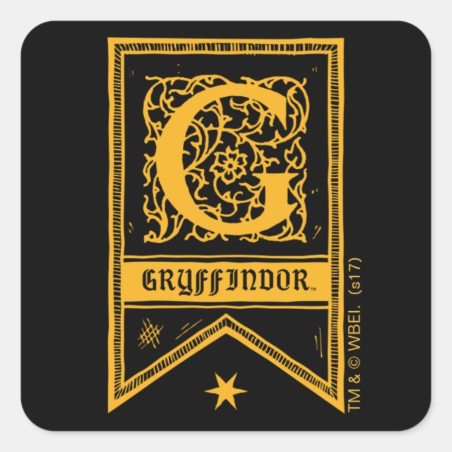 Pegatina Cuadrada Harry Potter | Pancarta de Monograma Gryffindor (Anverso)
