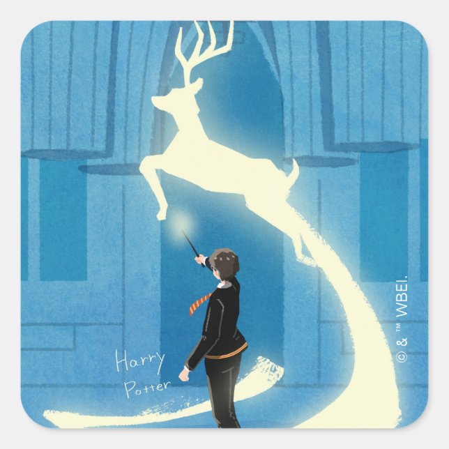 Pegatina Cuadrada HARRY POTTER™ Patronus Painting (Anverso)
