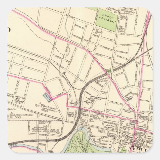 Pegatina Cuadrada Hartford, Central (Anverso)