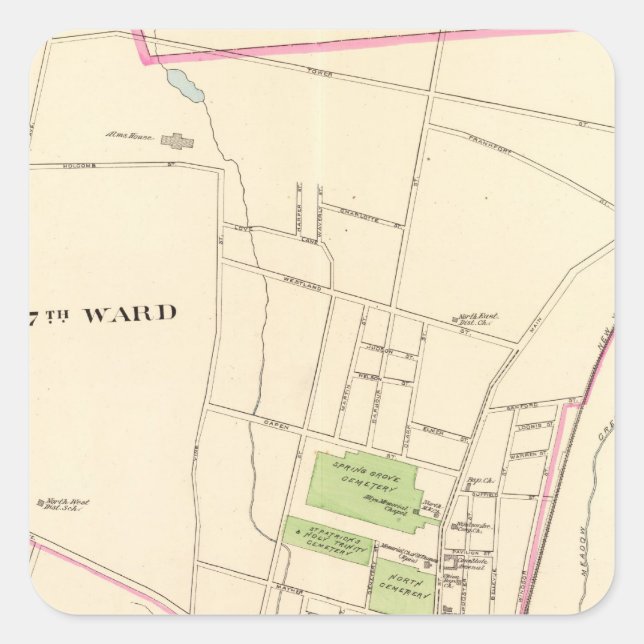 Pegatina Cuadrada Hartford, Norte (Anverso)