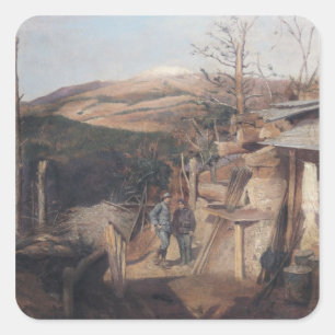 Pegatina Cuadrada Hartmanswillerkopf, Vista desde Roche-Sermet, 1915